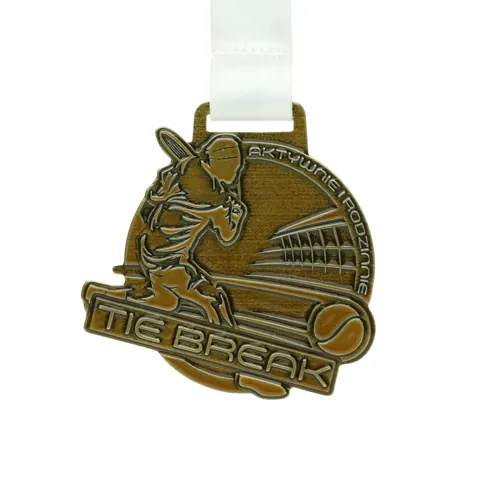 Cast medal with silver plating — an award for a race participant