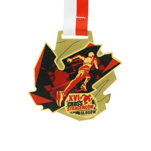 Steel medal for a race organiser — a shape matched to the theme of the competition